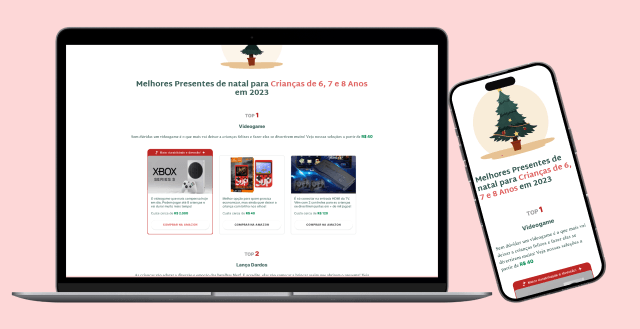 Landing page de vendas de presentes de natal para crianças