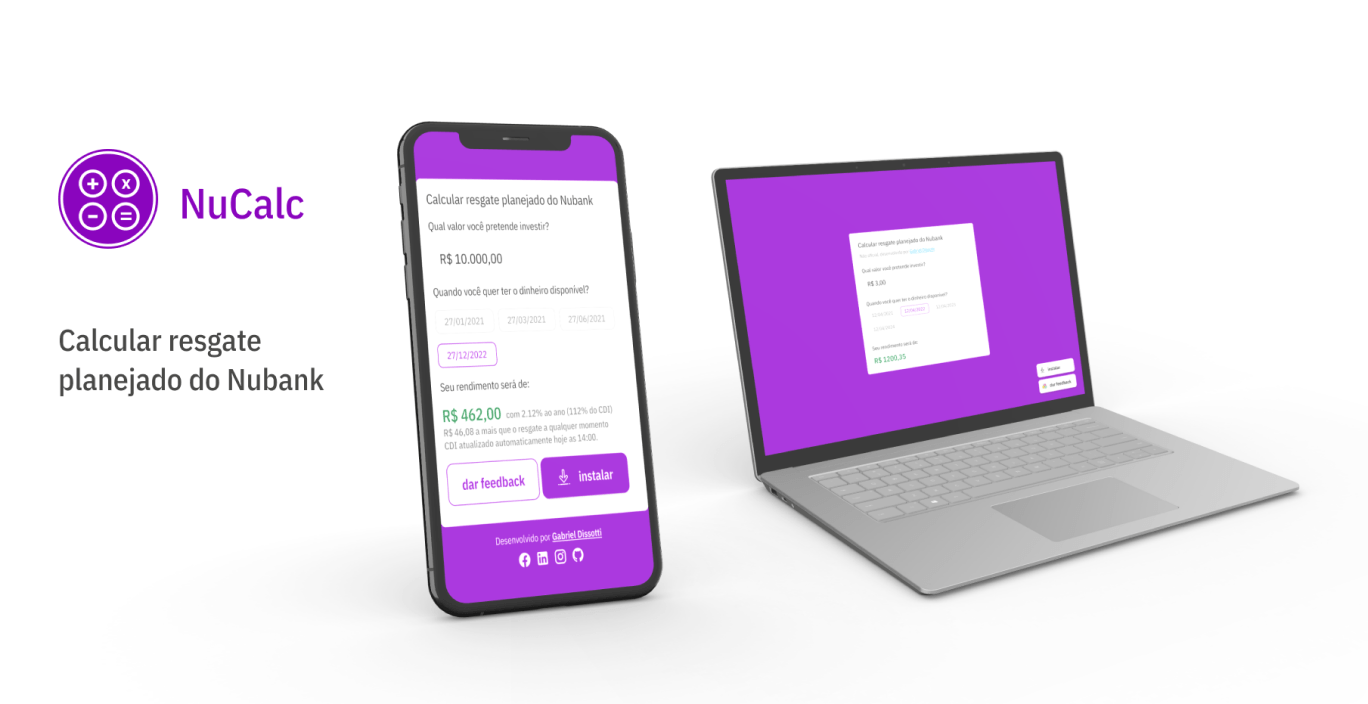 Capa do NuCalc com telas do site
