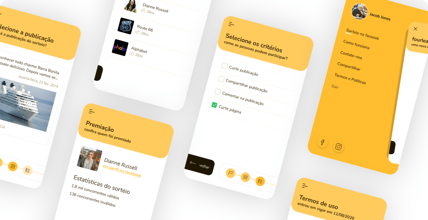Capa do sorteiu.com com telas do app